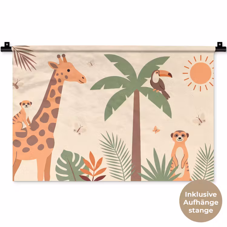 Dieren - Tropisch - Safari - Kleurrijk Wandkleed katoen klein -t3d_DE