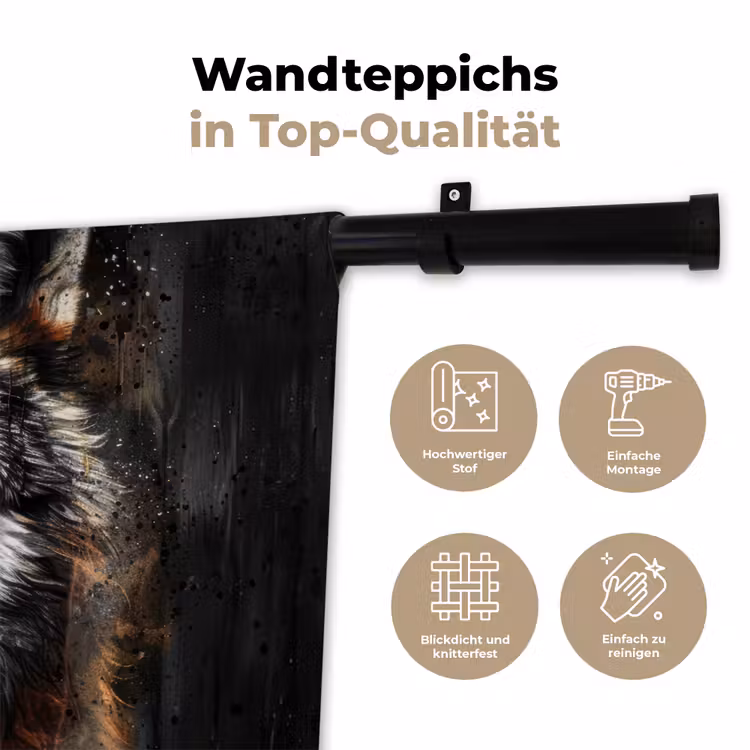 Dieren - Wolf - Portret - Zwart - Bruin Wandkleed katoen klein -tsfeer2_DE