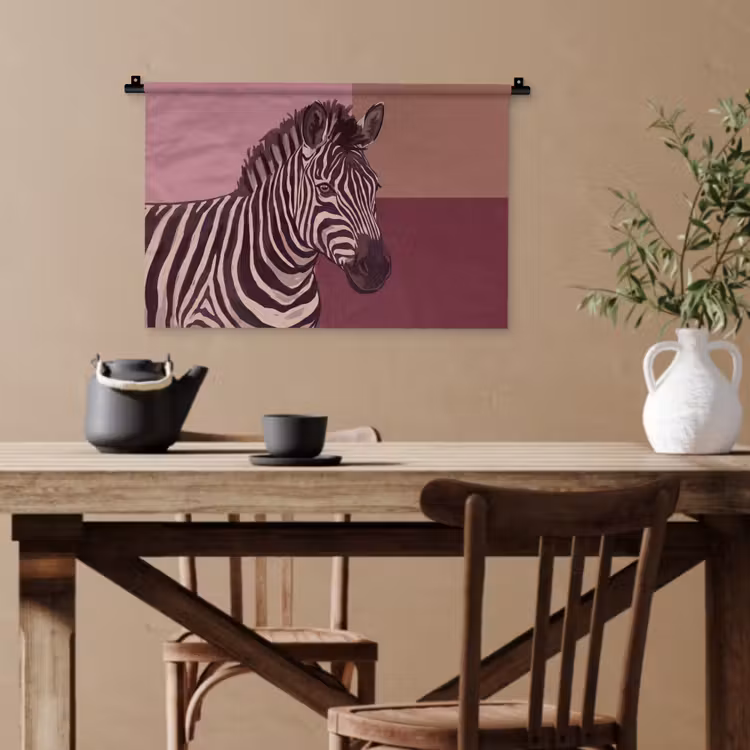 Dieren - Zebrahoofd - Wildlife - Modern - Bruin Wandkleed katoen klein -sfeer6