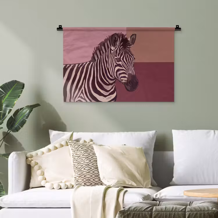 Dieren - Zebrahoofd - Wildlife - Modern - Bruin Wandkleed katoen klein -sfeer7
