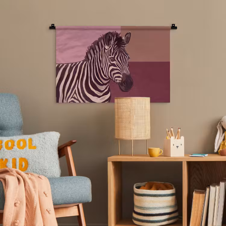 Dieren - Zebrahoofd - Wildlife - Modern - Bruin Wandkleed katoen klein -wsfeer4_kind