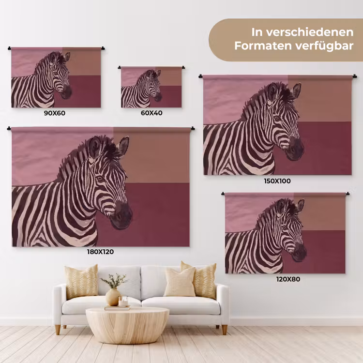 Dieren - Zebrahoofd - Wildlife - Modern - Bruin Wandkleed katoen klein -tsfeer8_DE