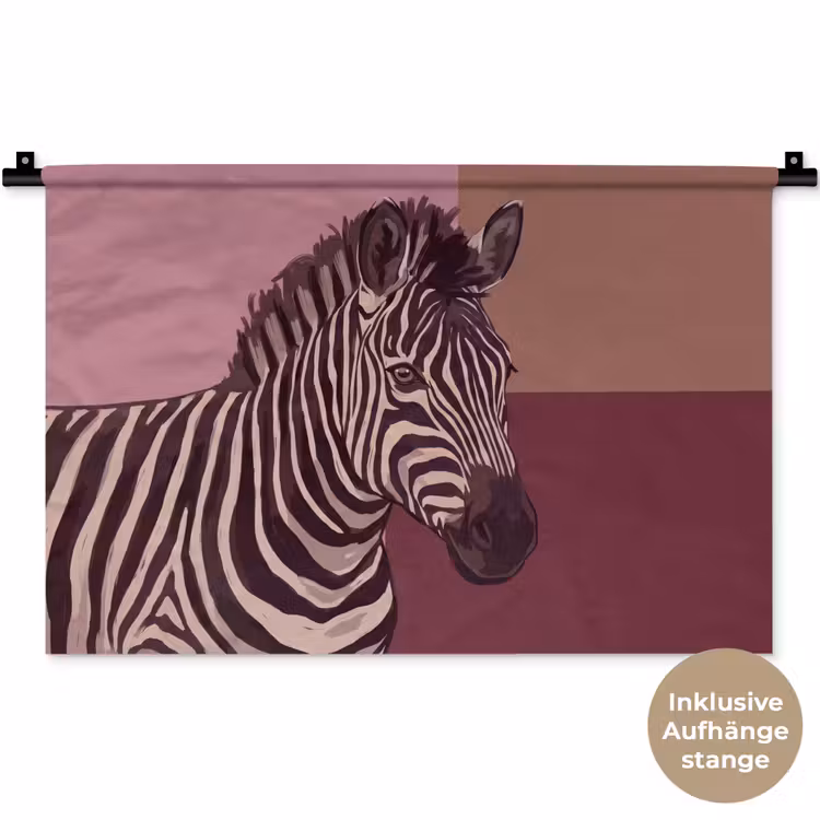 Dieren - Zebrahoofd - Wildlife - Modern - Bruin Wandkleed katoen klein -t3d_DE