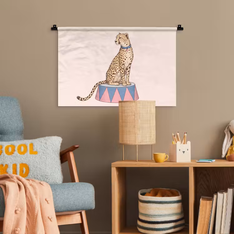 Dieren - Circus - Illustratie - Vintage - Roze Wandkleed katoen klein -wsfeer4_kind