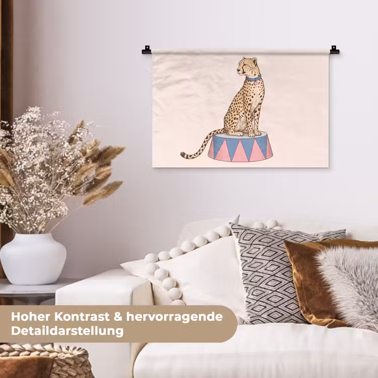 Dieren - Circus - Illustratie - Vintage - Roze Wandkleed katoen klein -tsfeer1_DE