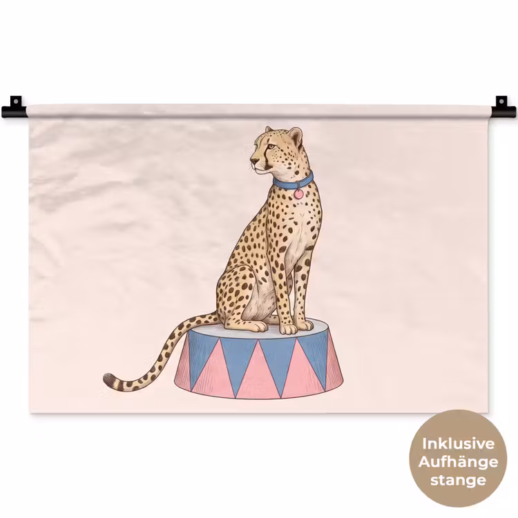 Dieren - Circus - Illustratie - Vintage - Roze Wandkleed katoen klein -t3d_DE