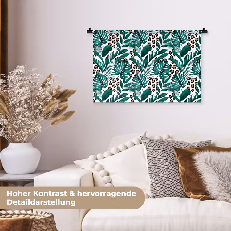 Dierenprint - Panter - Bladeren - Tropisch - Jungle Wandkleed katoen klein -tsfeer1_DE