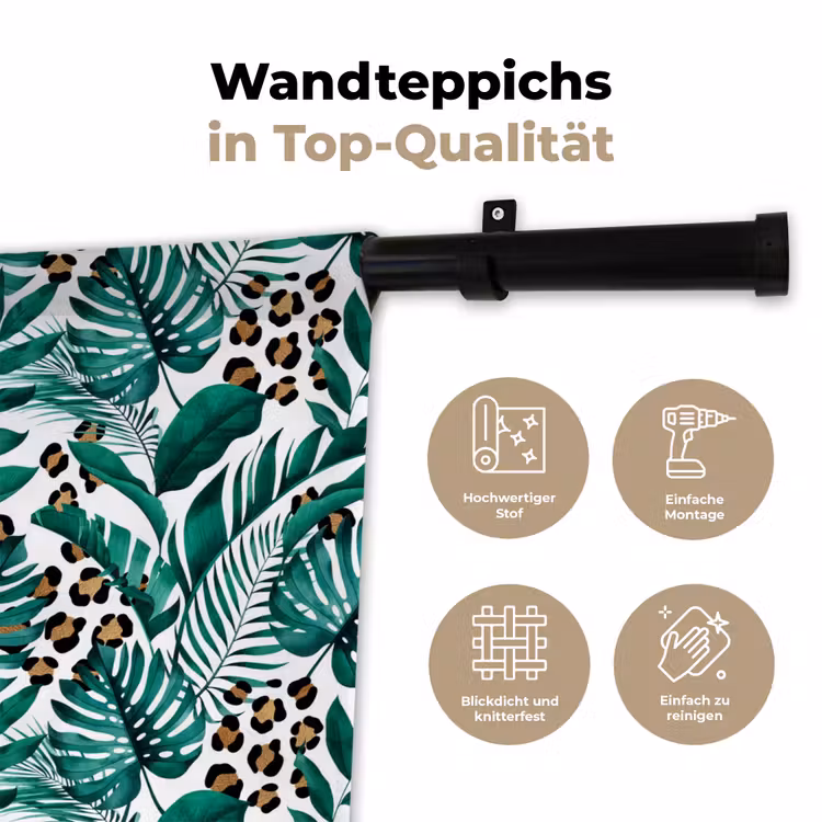 Dierenprint - Panter - Bladeren - Tropisch - Jungle Wandkleed katoen klein -tsfeer2_DE