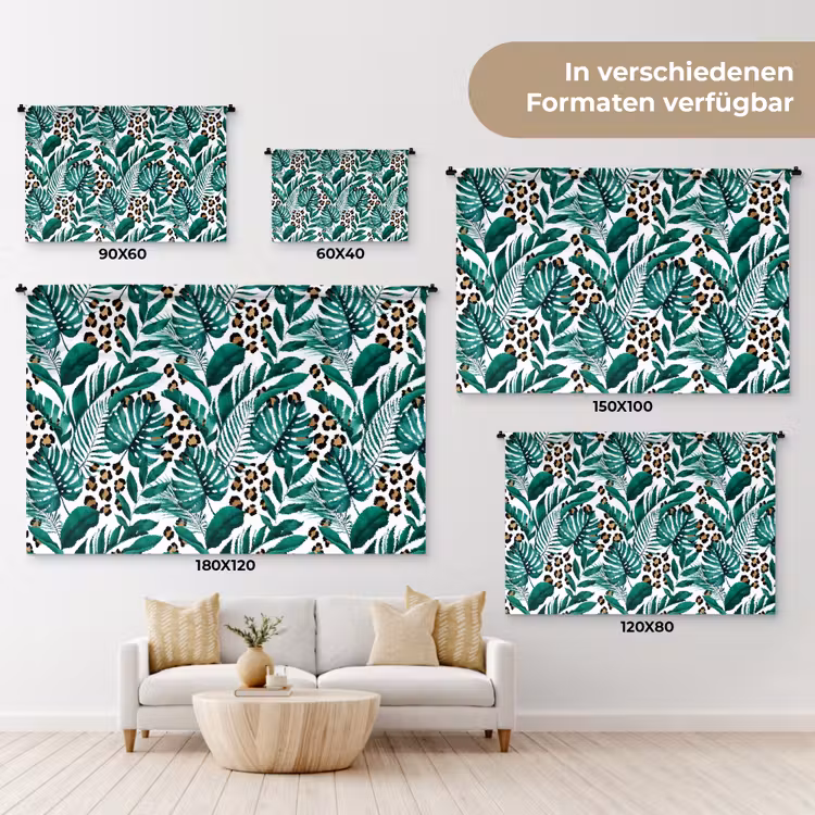 Dierenprint - Panter - Bladeren - Tropisch - Jungle Wandkleed katoen klein -tsfeer8_DE