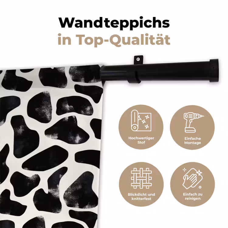 Dierenpatroon - Vlekken - Zwart - Wit Wandkleed katoen klein 269 -tsfeer2_DE