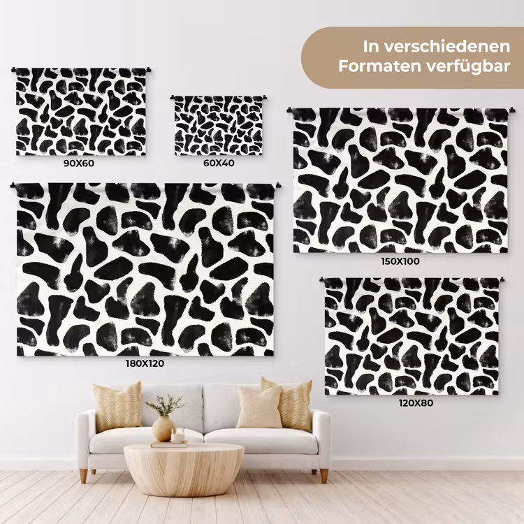 Dierenpatroon - Vlekken - Zwart - Wit Wandkleed katoen klein 269 -tsfeer8_DE