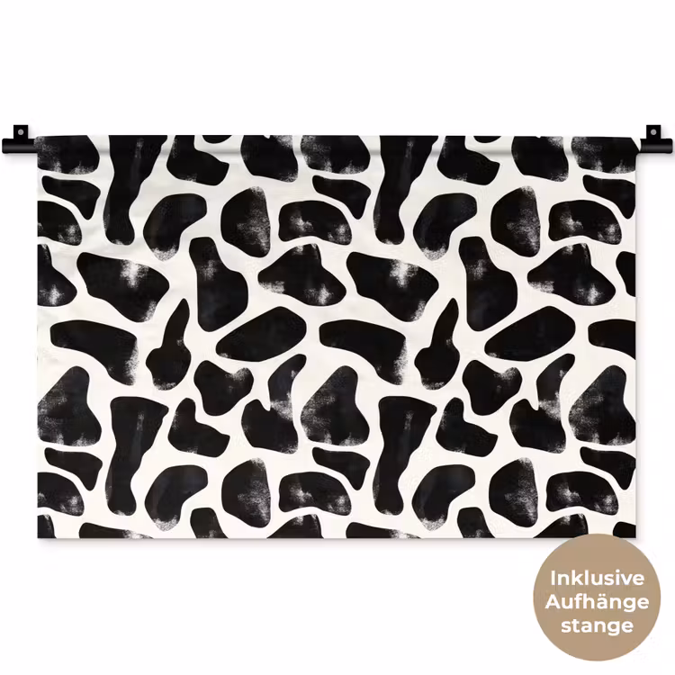 Dierenpatroon - Vlekken - Zwart - Wit Wandkleed katoen klein 269 -t3d_DE
