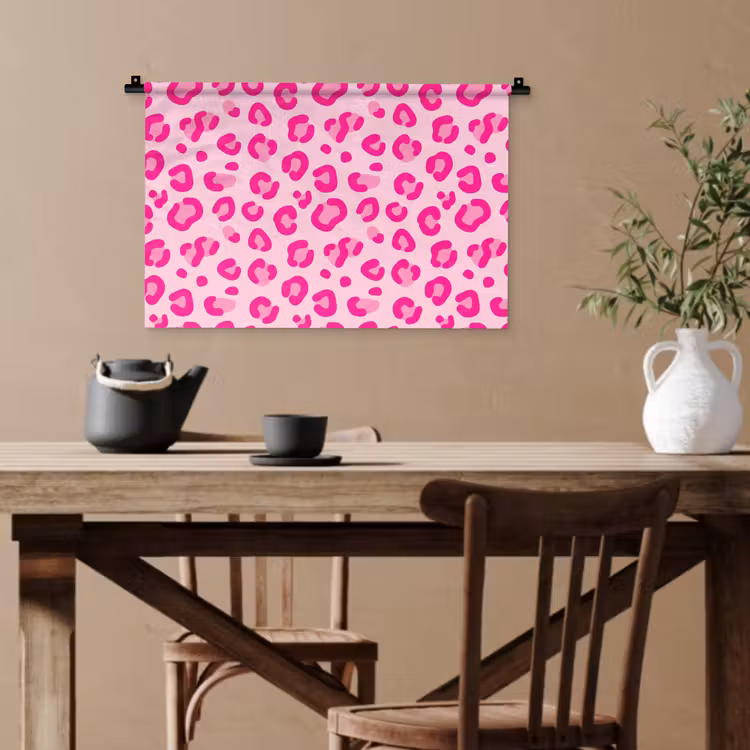 Dierenprint - Patroon - Abstract - Modern - Roze Wandkleed katoen klein -sfeer6