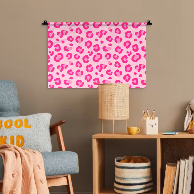 Dierenprint - Patroon - Abstract - Modern - Roze Wandkleed katoen klein -wsfeer4_kind