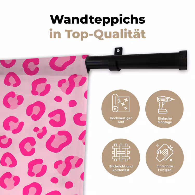 Dierenprint - Patroon - Abstract - Modern - Roze Wandkleed katoen klein -tsfeer2_DE