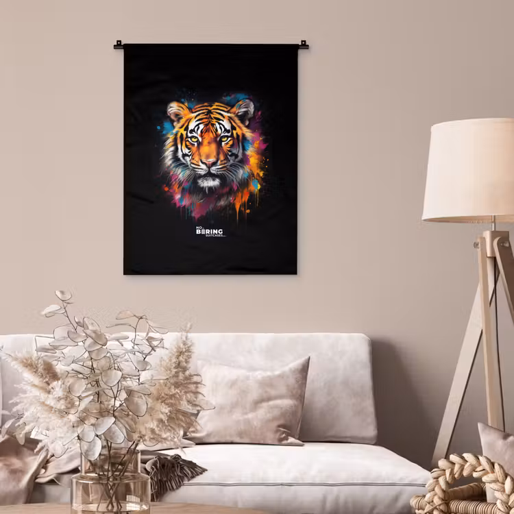 Tijger als street art kunstwerk Wandkleed katoen klein -sfeer4