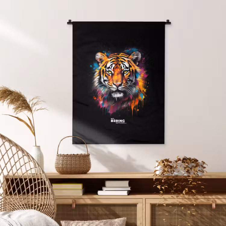 Tijger als street art kunstwerk Wandkleed katoen klein -sfeer5
