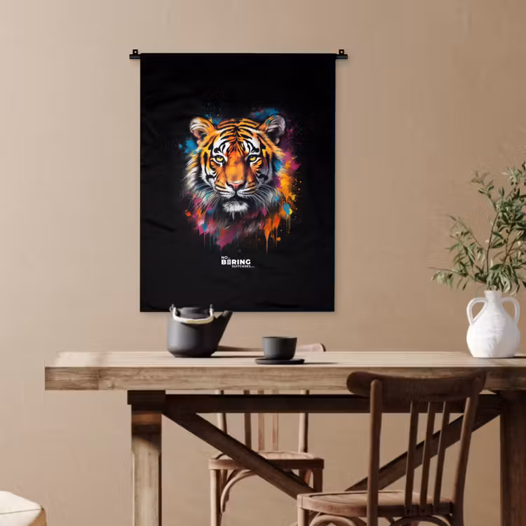 Tijger als street art kunstwerk Wandkleed katoen klein -sfeer6