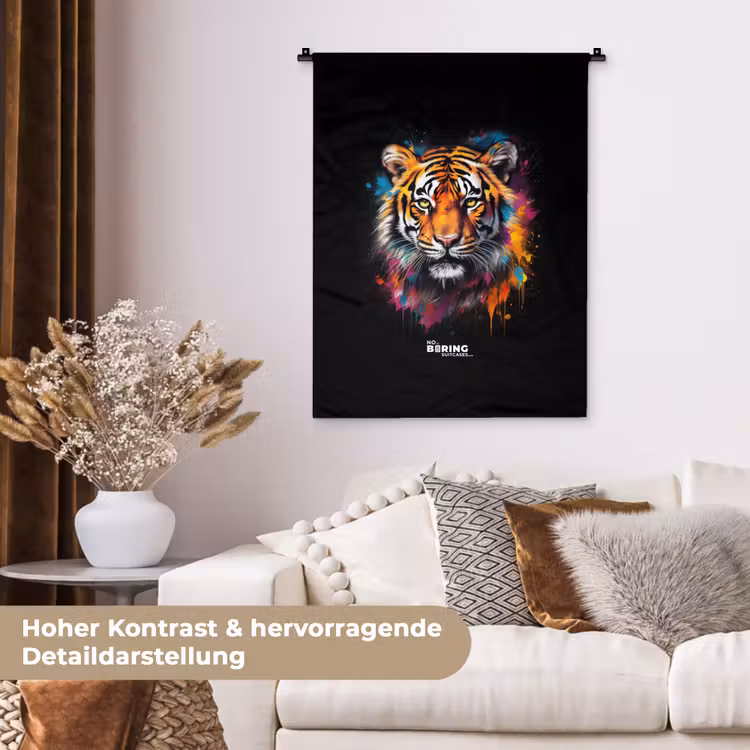 Tijger als street art kunstwerk Wandkleed katoen klein -tsfeer1_DE