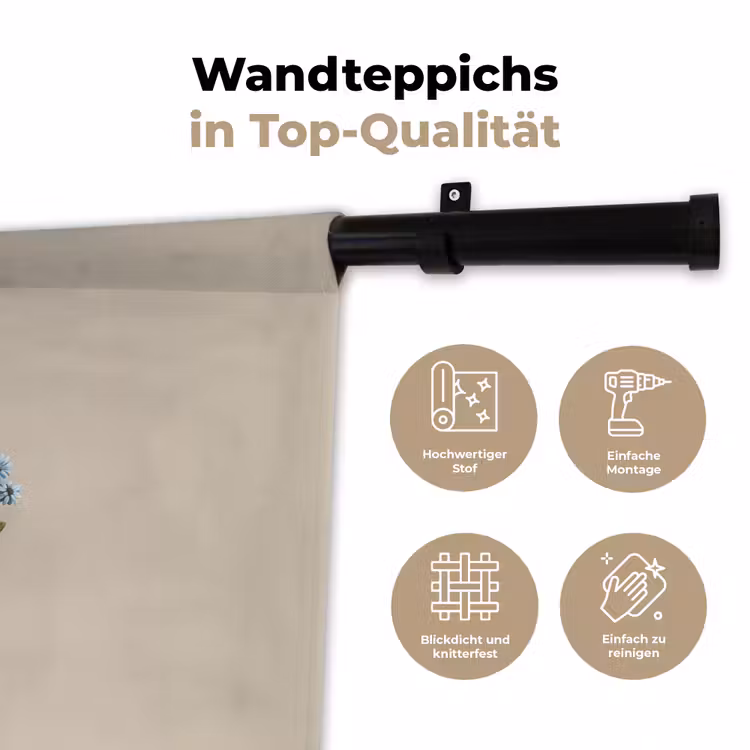 Tijger - Blauwe bloemen - Rustig Wandkleed katoen klein -tsfeer2_DE