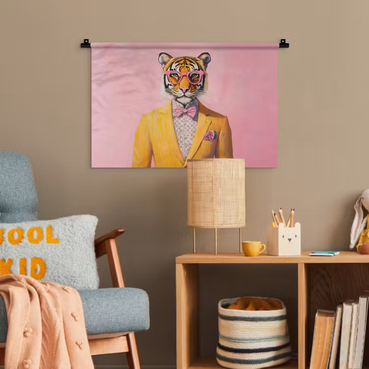 Tijger - Bril - Geel - Jasje Wandkleed katoen klein -wsfeer4_kind