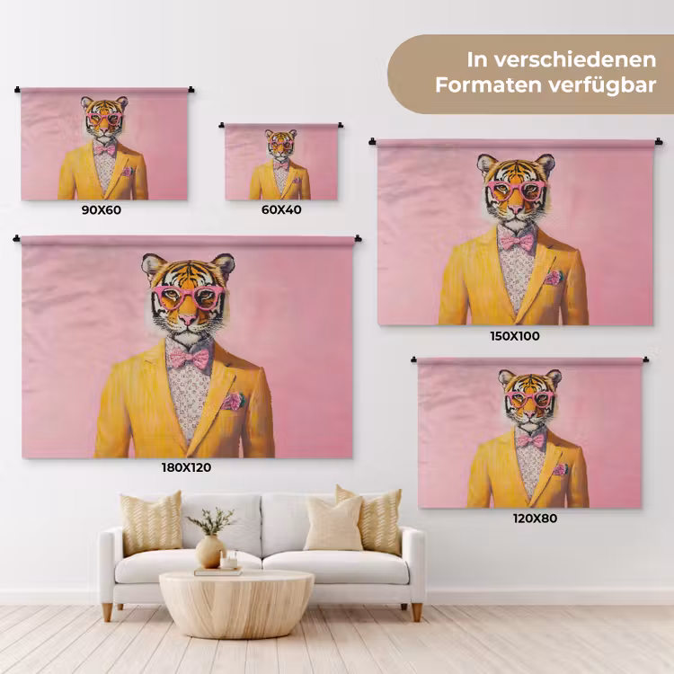 Tijger - Bril - Geel - Jasje Wandkleed katoen klein -tsfeer8_DE
