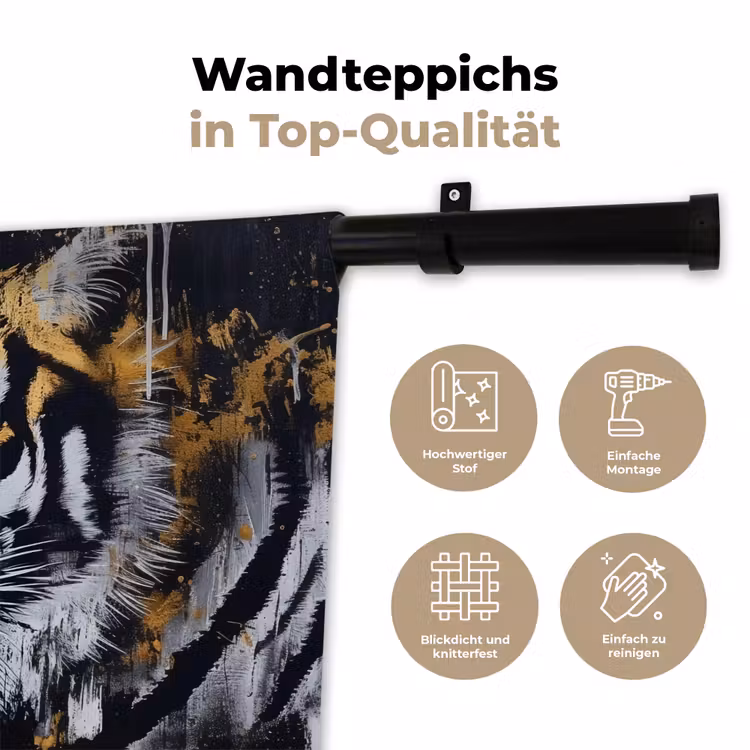 Tijger - Verfspatten - Goud Wandkleed katoen klein -tsfeer2_DE