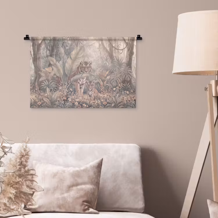 Tijger - Welp - Jungle - Illustratie - Dieren Wandkleed katoen klein -sfeer4
