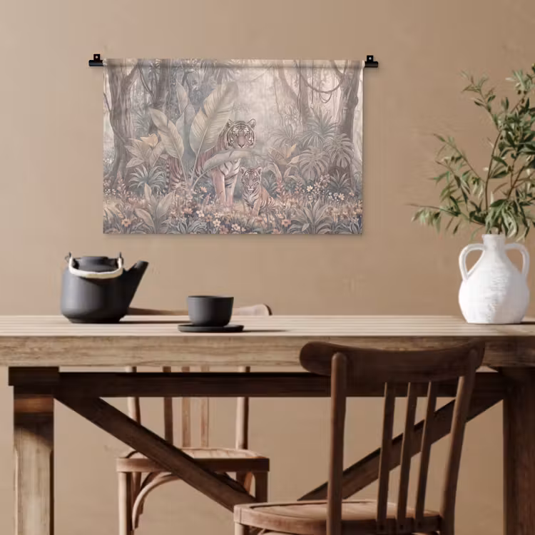 Tijger - Welp - Jungle - Illustratie - Dieren Wandkleed katoen klein -sfeer6
