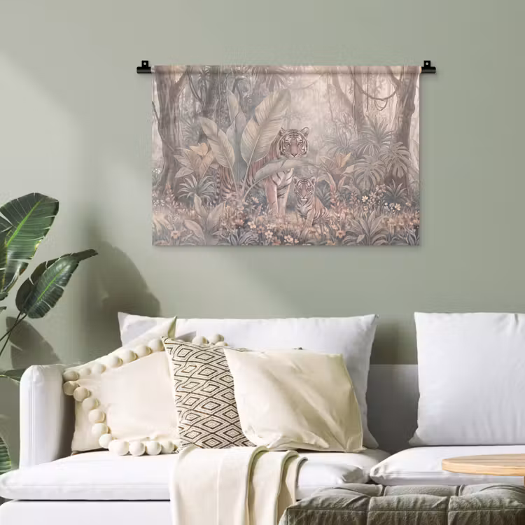 Tijger - Welp - Jungle - Illustratie - Dieren Wandkleed katoen klein -sfeer7