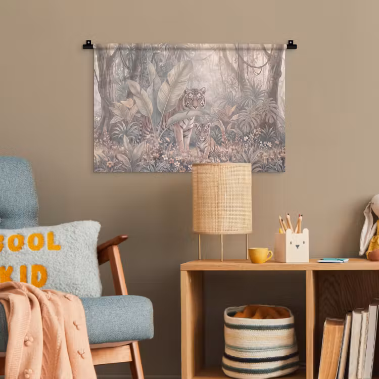 Tijger - Welp - Jungle - Illustratie - Dieren Wandkleed katoen klein -wsfeer4_kind