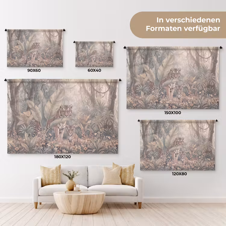 Tijger - Welp - Jungle - Illustratie - Dieren Wandkleed katoen klein -tsfeer8_DE
