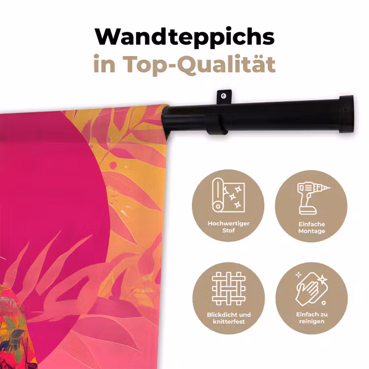 Tijger - Kimono - Planten - Roze Wandkleed katoen klein -tsfeer2_DE