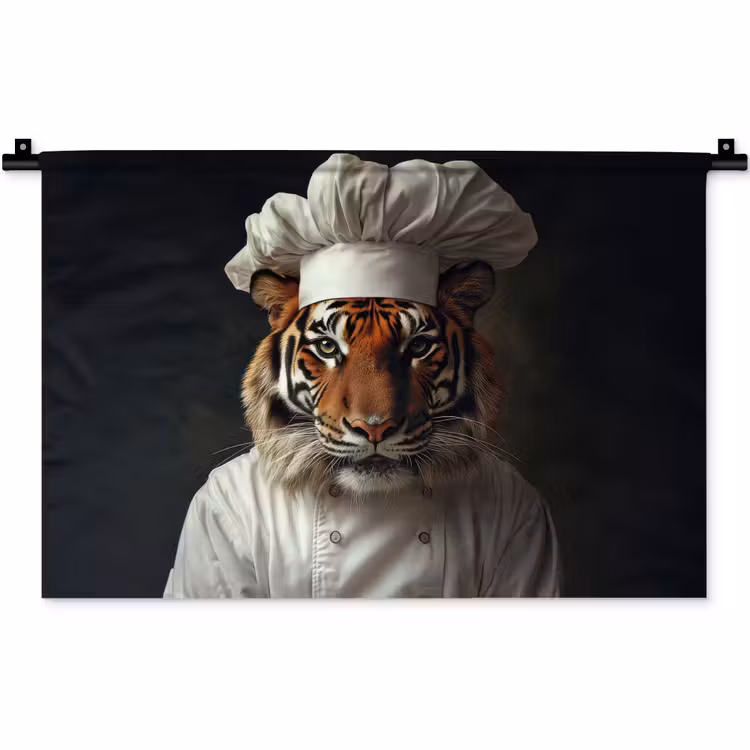 Tijger - Kokskleding - Bruin Wandkleed katoen klein -zz3d