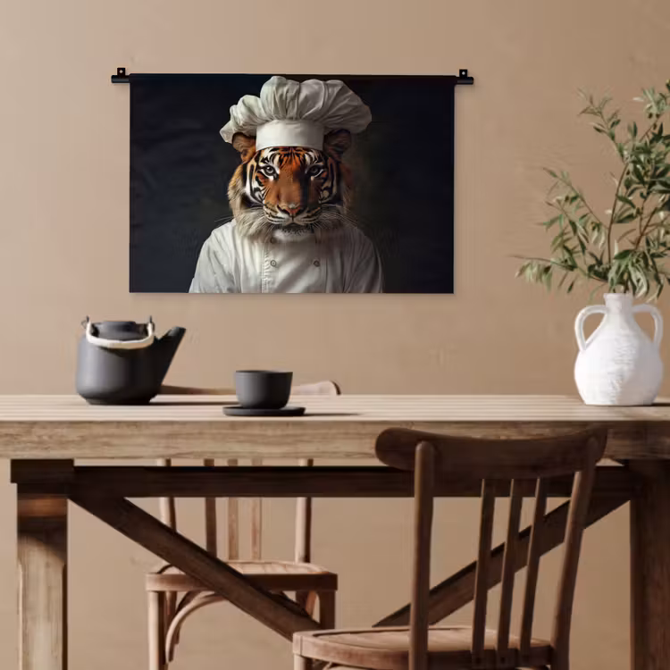 Tijger - Kokskleding - Bruin Wandkleed katoen klein -sfeer6