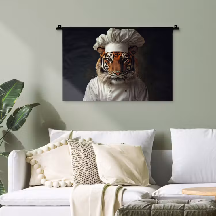 Tijger - Kokskleding - Bruin Wandkleed katoen klein -sfeer7