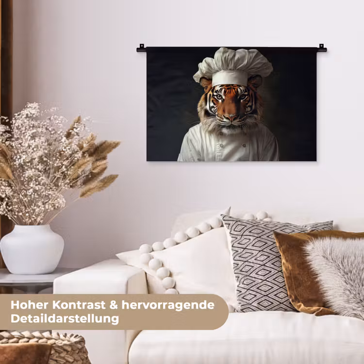 Tijger - Kokskleding - Bruin Wandkleed katoen klein -tsfeer1_DE