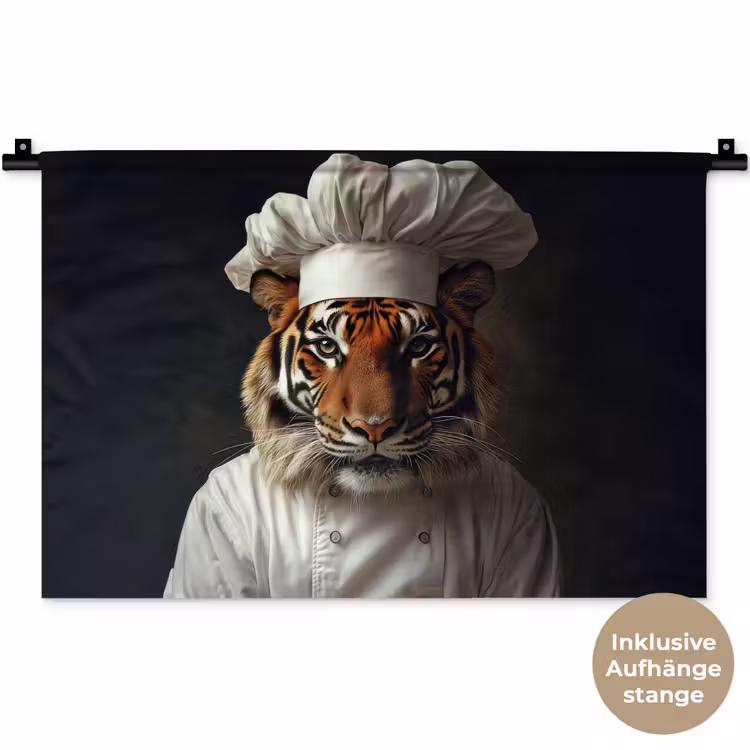 Tijger - Kokskleding - Bruin Wandkleed katoen klein -t3d_DE