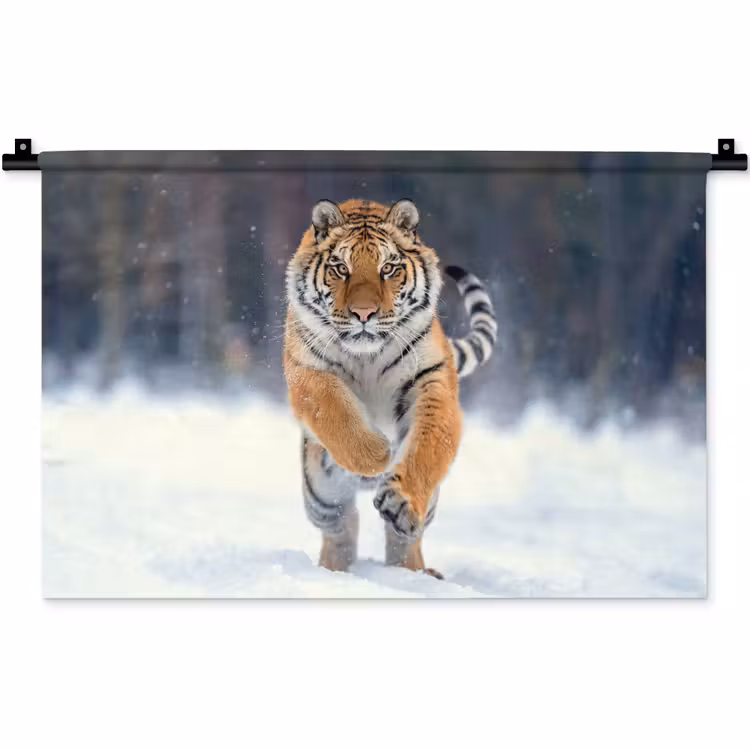 Tijger - Landschap - Sneeuw - Winter - Dieren Wandkleed katoen klein -zz3d
