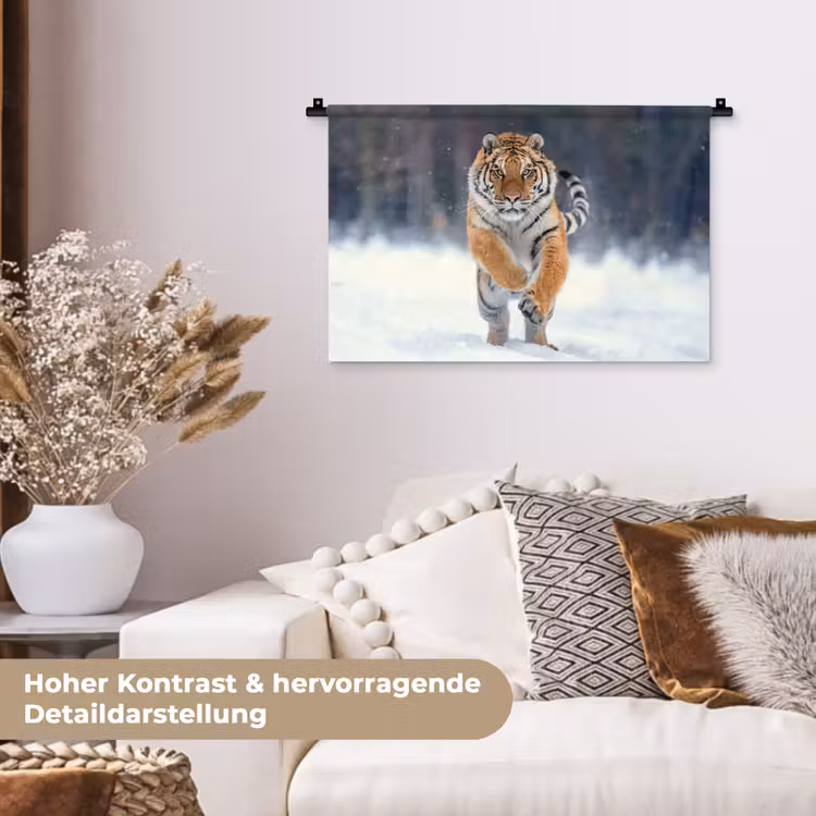 Tijger - Landschap - Sneeuw - Winter - Dieren Wandkleed katoen klein -tsfeer1_DE