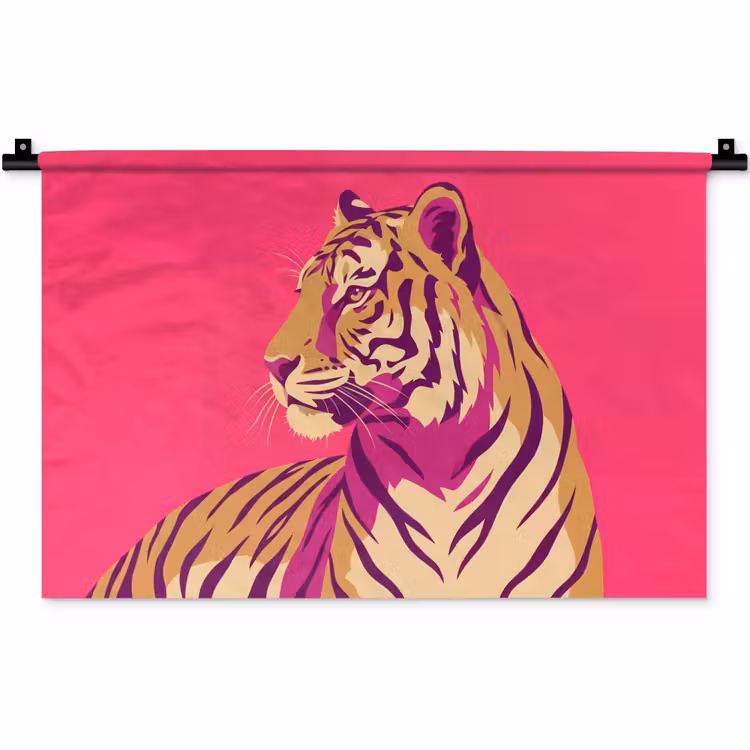 Tijger - Modern - Neon Wandkleed katoen klein -zz3d
