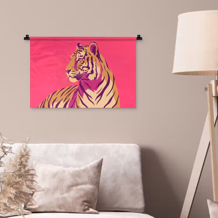 Tijger - Modern - Neon Wandkleed katoen klein -sfeer4