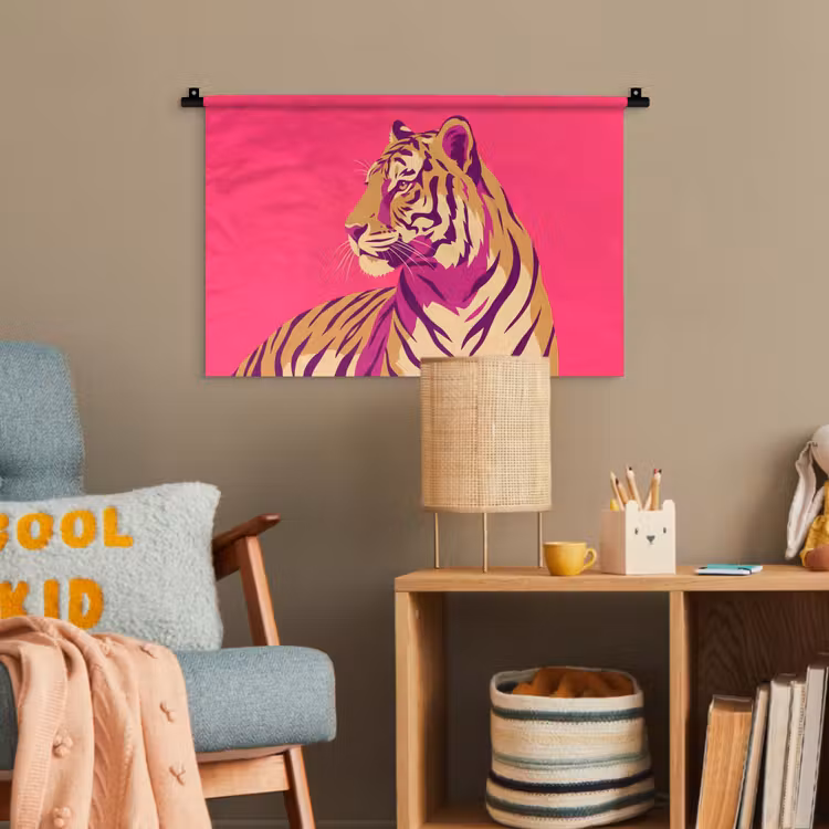 Tijger - Modern - Neon Wandkleed katoen klein -wsfeer4_kind