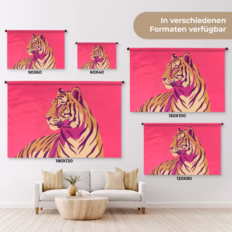 Tijger - Modern - Neon Wandkleed katoen klein -tsfeer8_DE