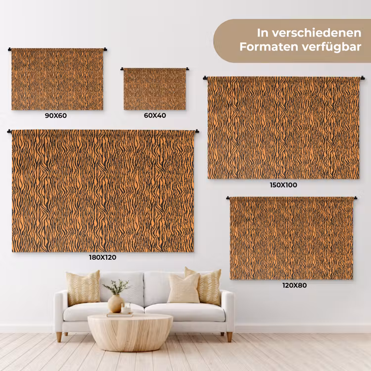 Tijger - Oranje - Patroon - Strepen Wandkleed katoen klein 269 -tsfeer8_DE