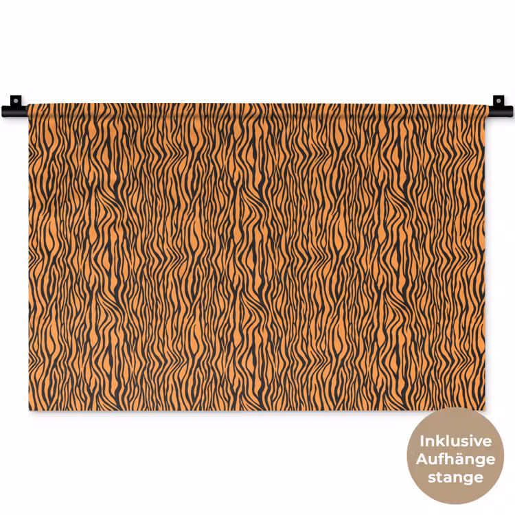 Tijger - Oranje - Patroon - Strepen Wandkleed katoen klein 269 -t3d_DE