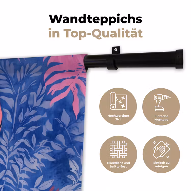 Tijger - Roze - Bladeren - Jungle Wandkleed katoen klein -tsfeer2_DE
