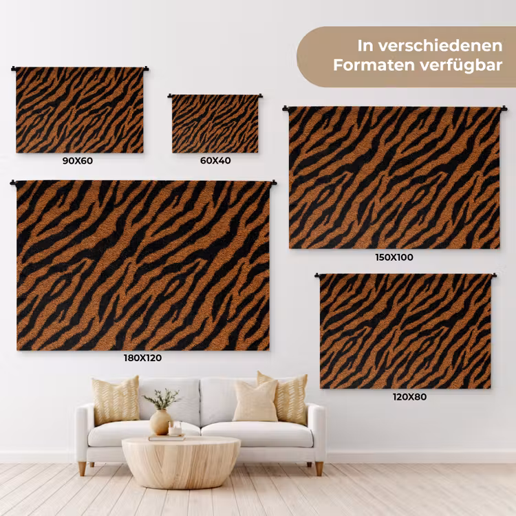 Tijger - Zwart - Vacht Wandkleed katoen klein 269 -tsfeer8_DE