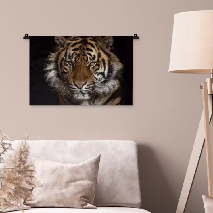Tijger - Wilde dieren - Portret Wandkleed katoen klein -sfeer4