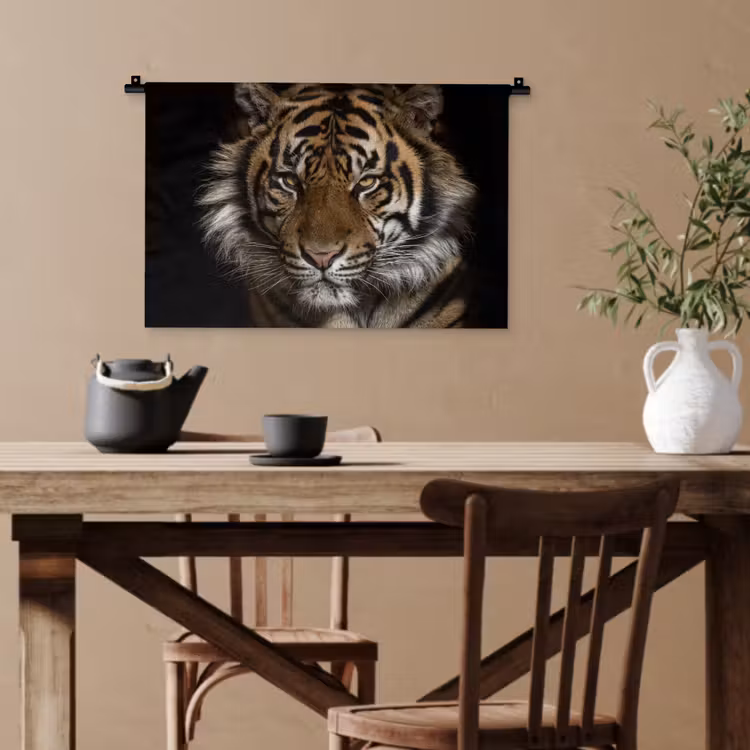 Tijger - Wilde dieren - Portret Wandkleed katoen klein -sfeer6